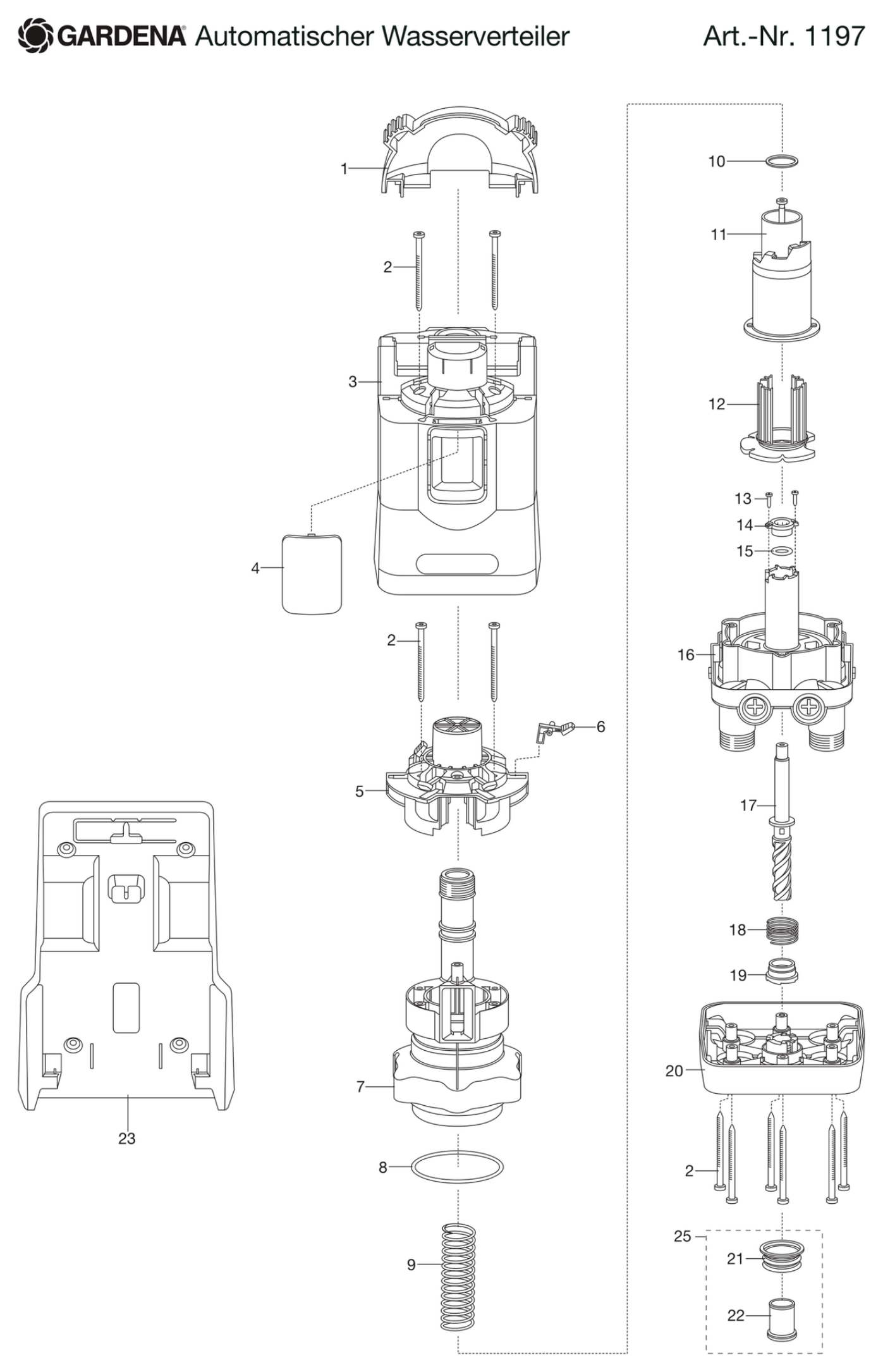 Schema piese de schimb Distribuitor automatic central pentru udat 1197
