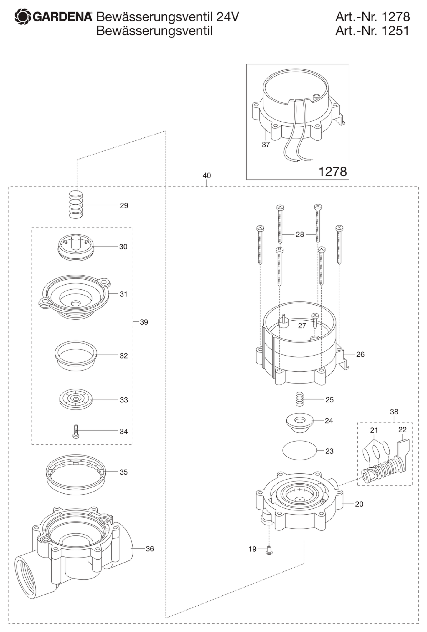 Schema piese de schimb Electrovalva 1- 24 V 1278