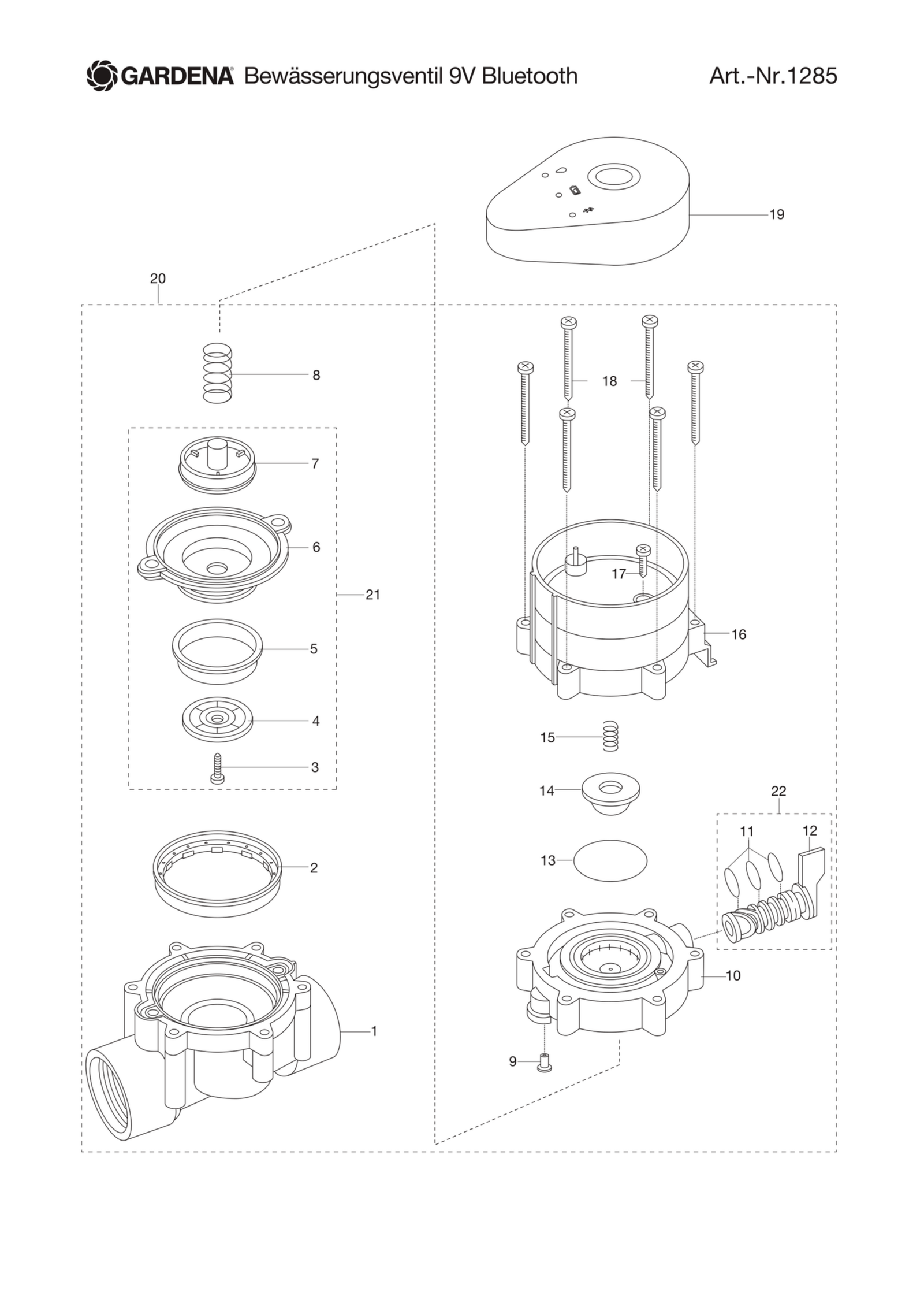 Schema piese de schimb ELECTROVALVA 9V + MEMORIE BLUETOOTH  1285