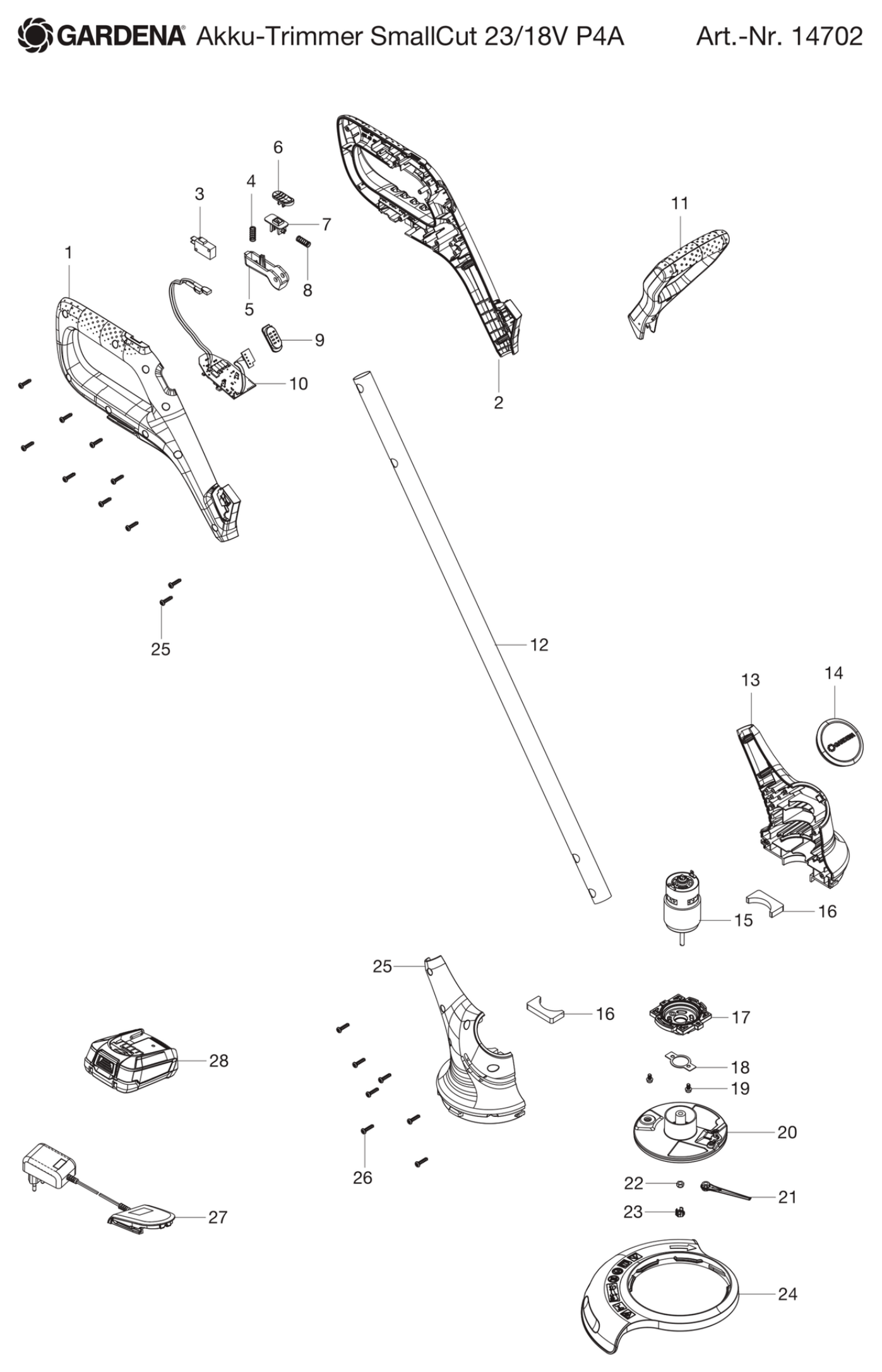 Schema piese de schimb SET TRIMMER SMALLCUT 23/18V  14702