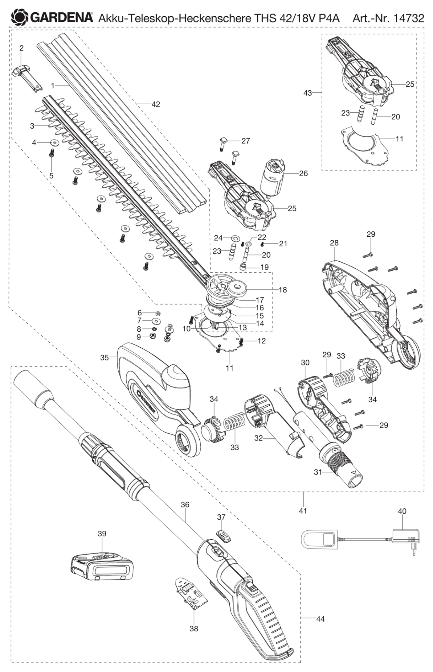 Schema piese de schimb FOARFECA TELESCOPICA GARD VIU TSH 60/18V CU ACCU  14732