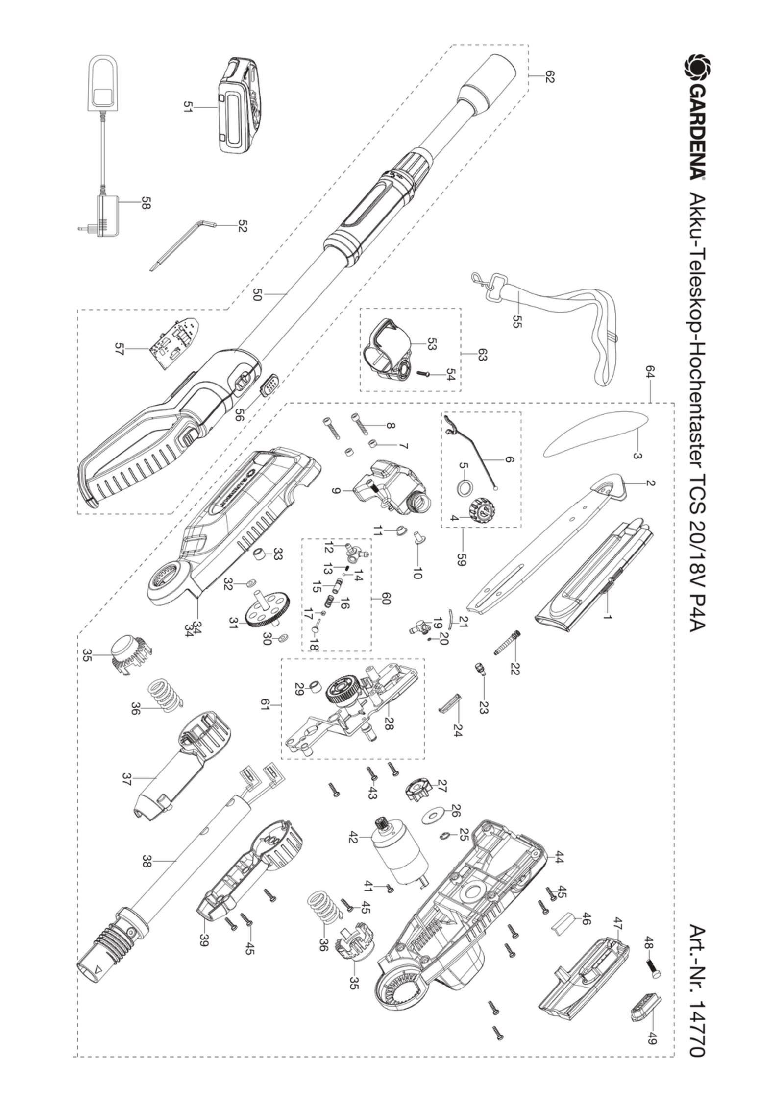 Schema piese de schimb SET FIERASTRAU TELESCOPIC ACCU TCS 20/18V    14770
