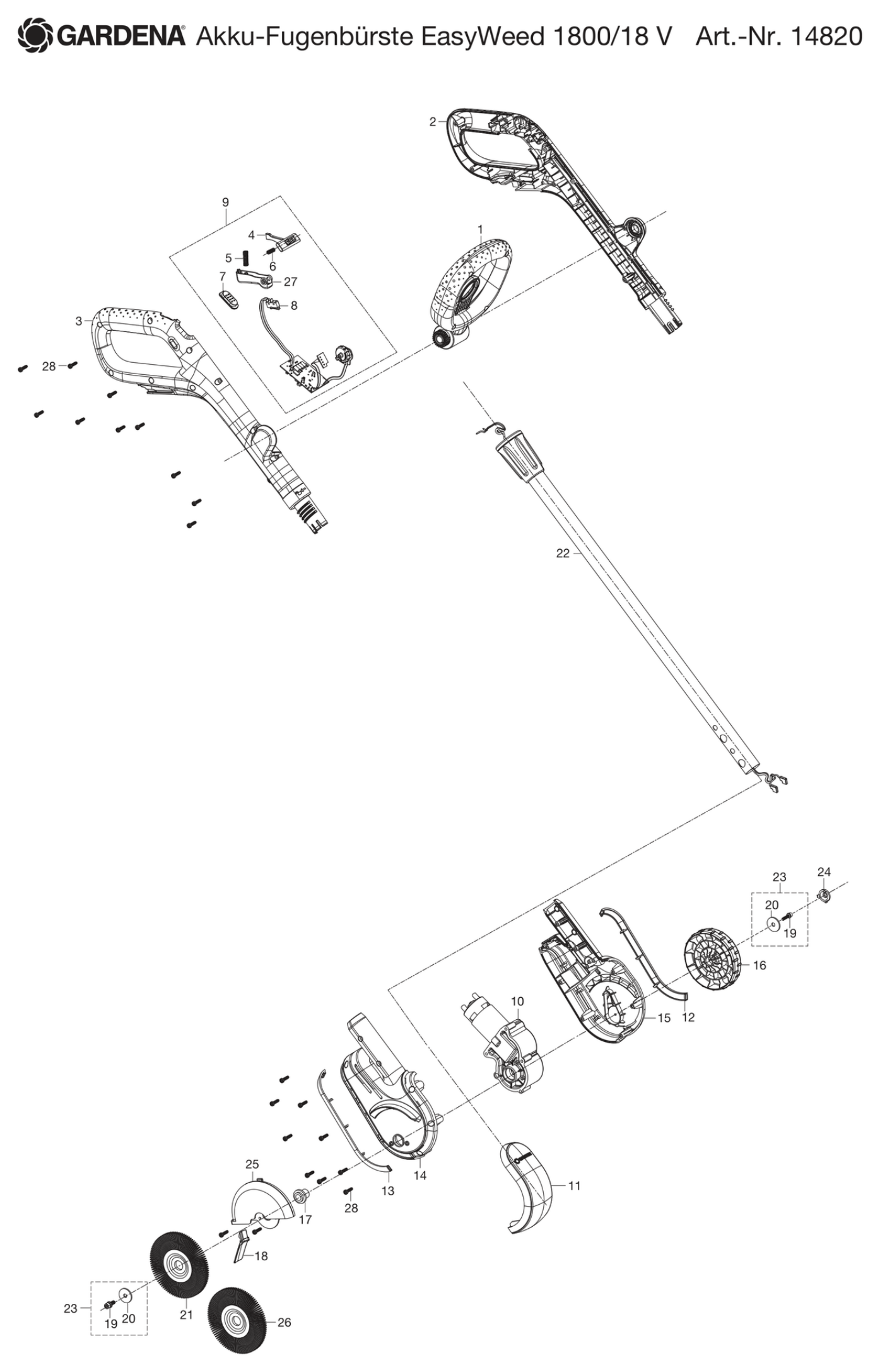 Schema piese de schimb SET PERIE CU BATERIE EASYWEED PENTRU BURUIENI 1800/18V P4A    14820