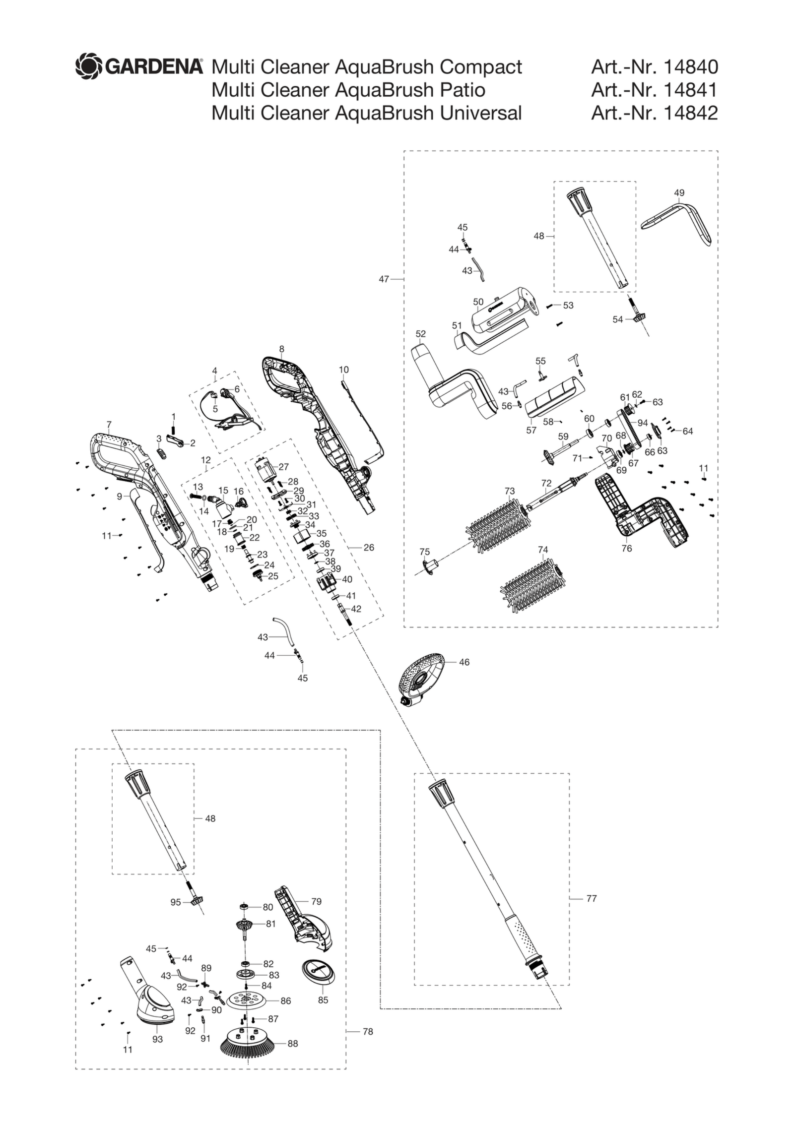 Schema piese de schimb SET MULTI CLEANER AQUABRUSH  14841