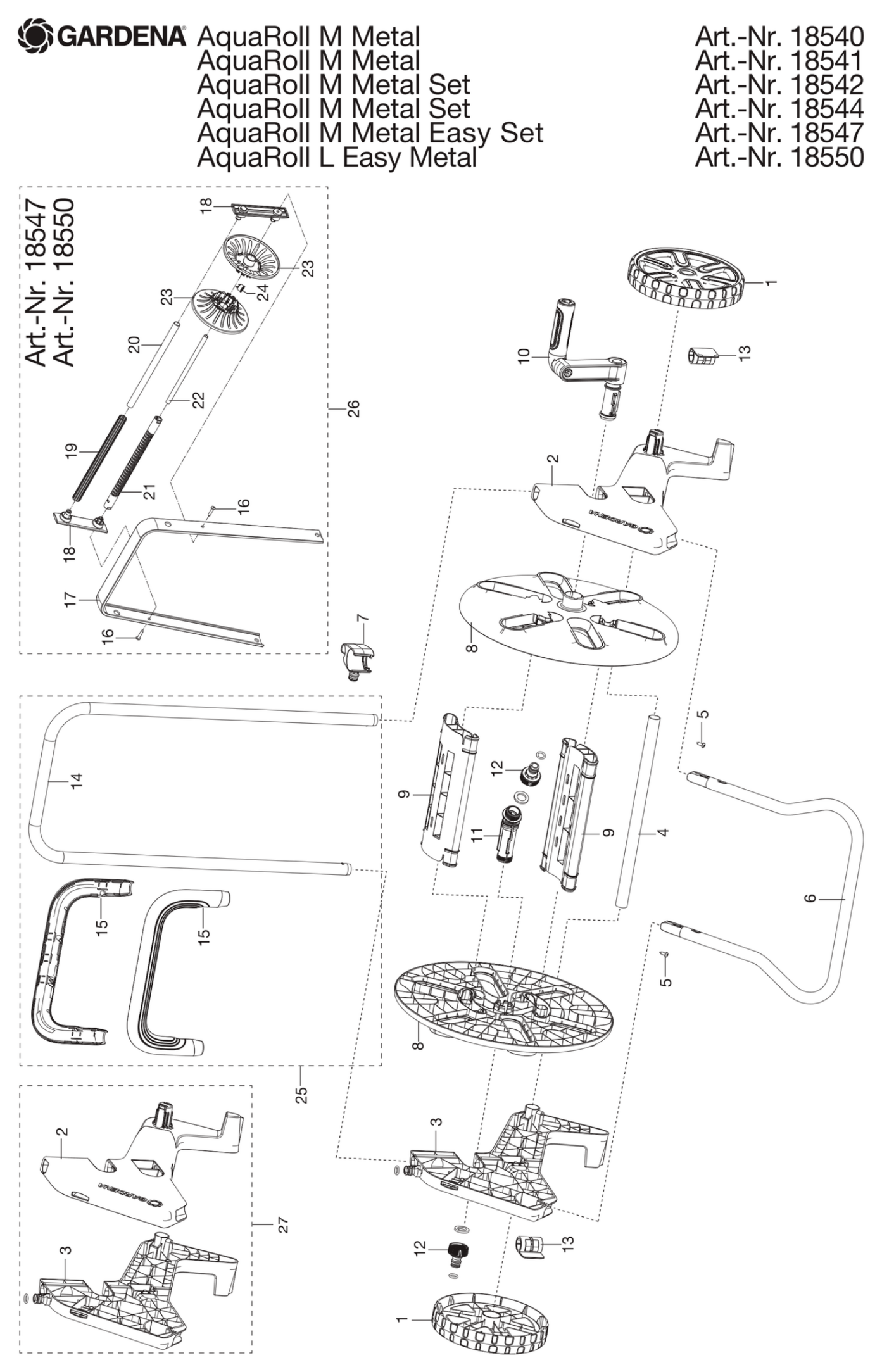 Schema piese de schimb SET CARUCIOR METALIC CLEVERROLL CU 25M FURTUN  18547