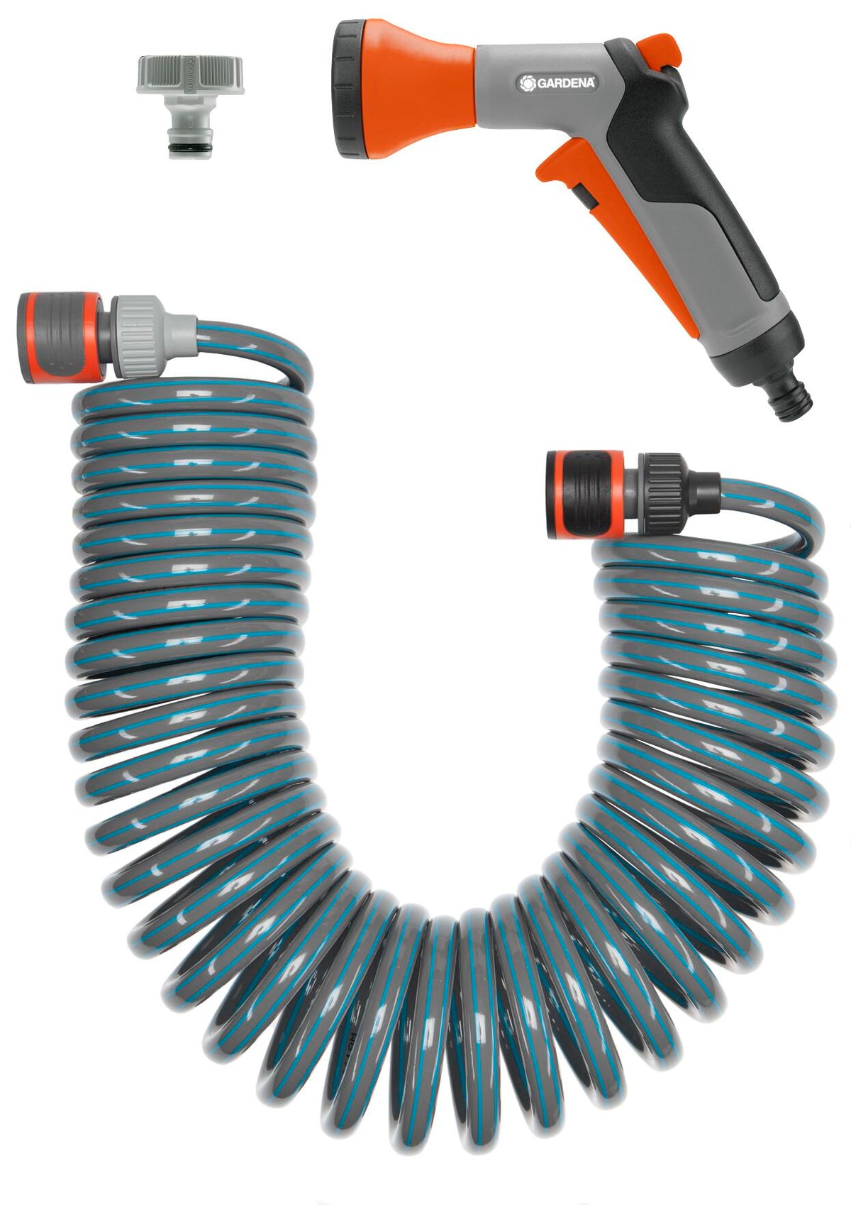 Set furtun spiralat 10m cu conectori si pistol 4647