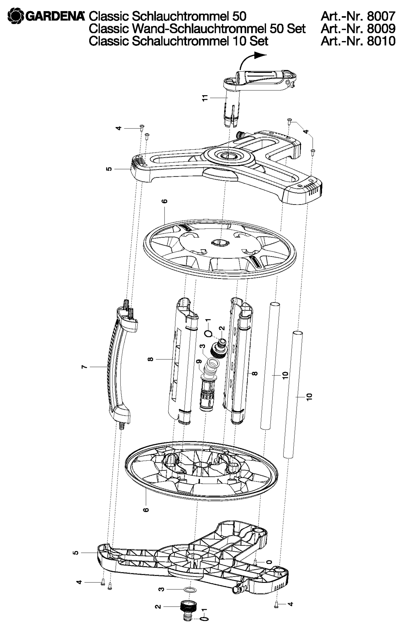 Schema piese de schimb Tambur pentru furtun Classic 50 8007