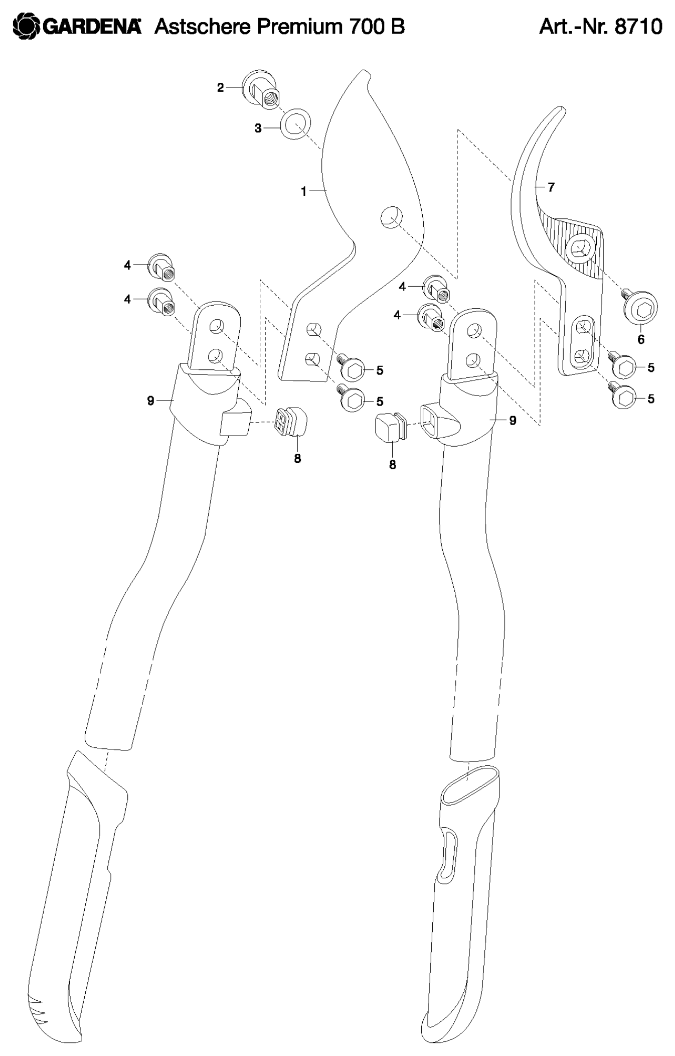Schema piese de schimb Foarfeca de crengi Premium 700 B 8710