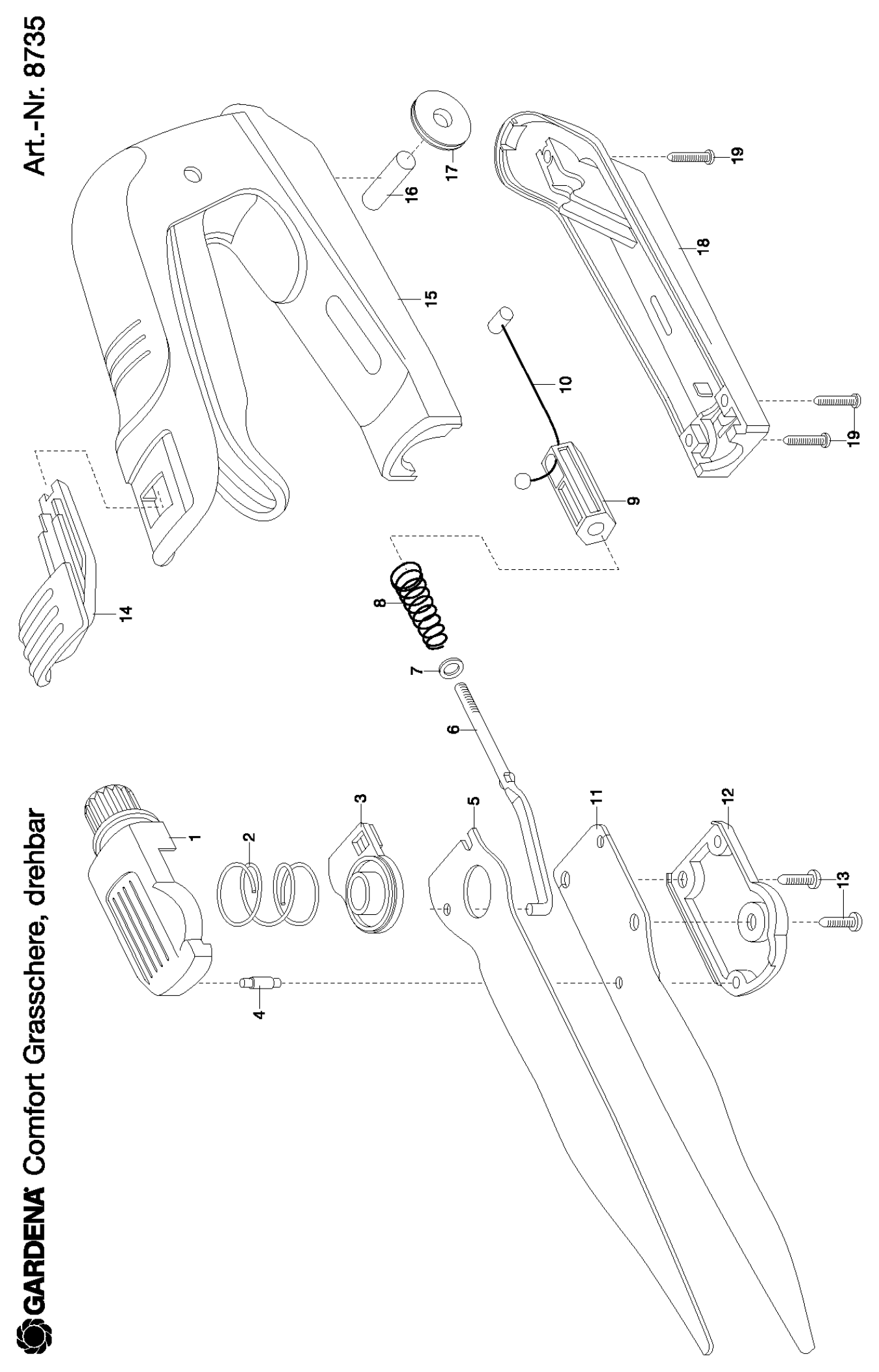 Schema piese de schimb Foarfeca de iarba rotativa Comfort 8735