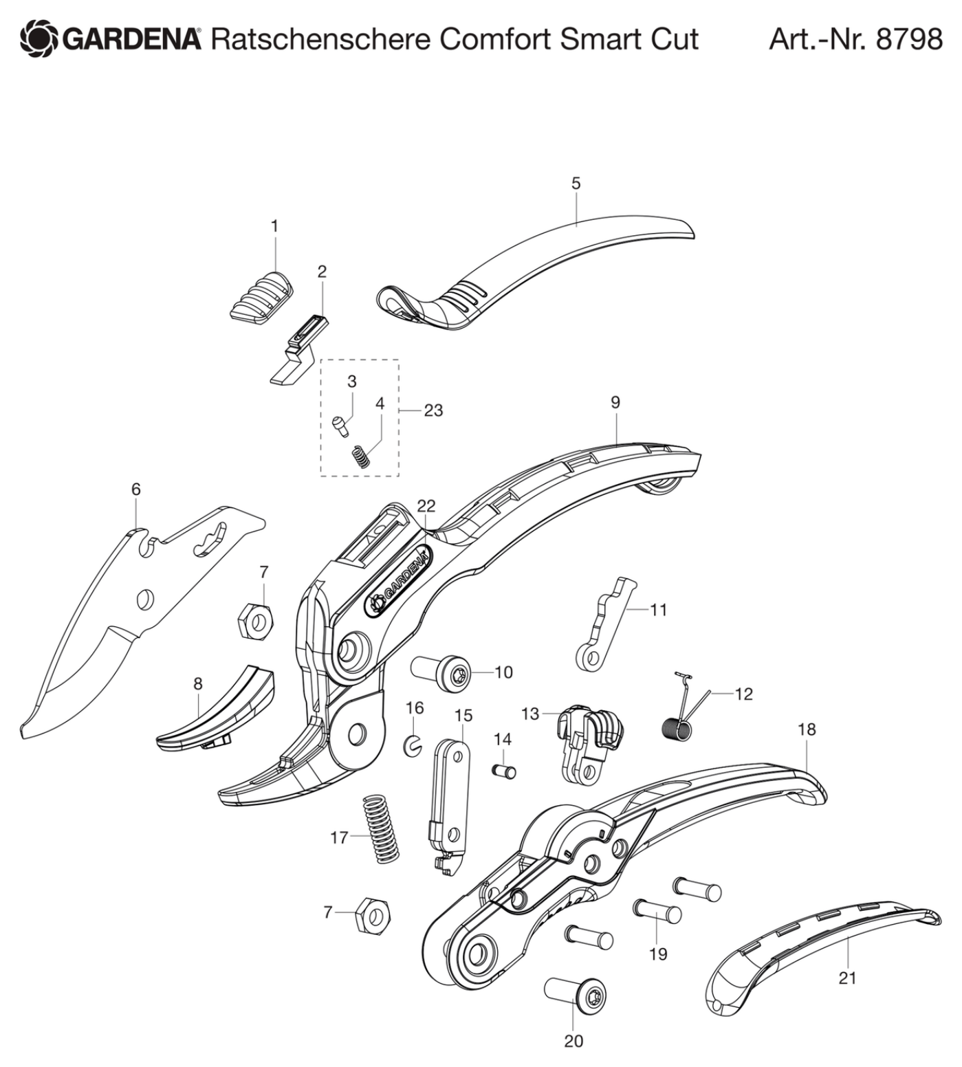 Schema piese de schimb Foarfeca multifunctionala cu clichet Comfort SmartCut 8798