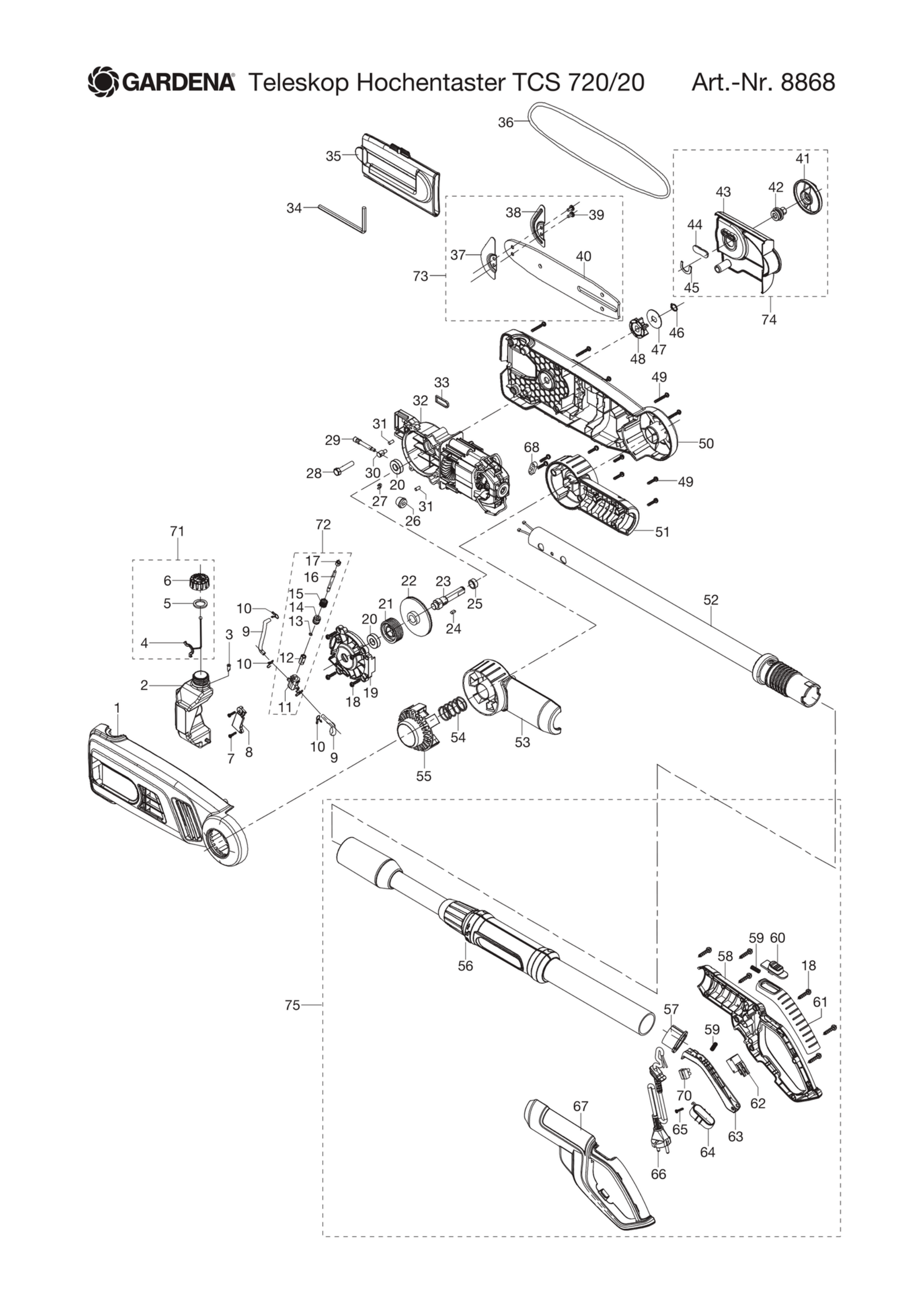 Schema piese de schimb Foarfeca telescopica TCS 720/20 - 8868