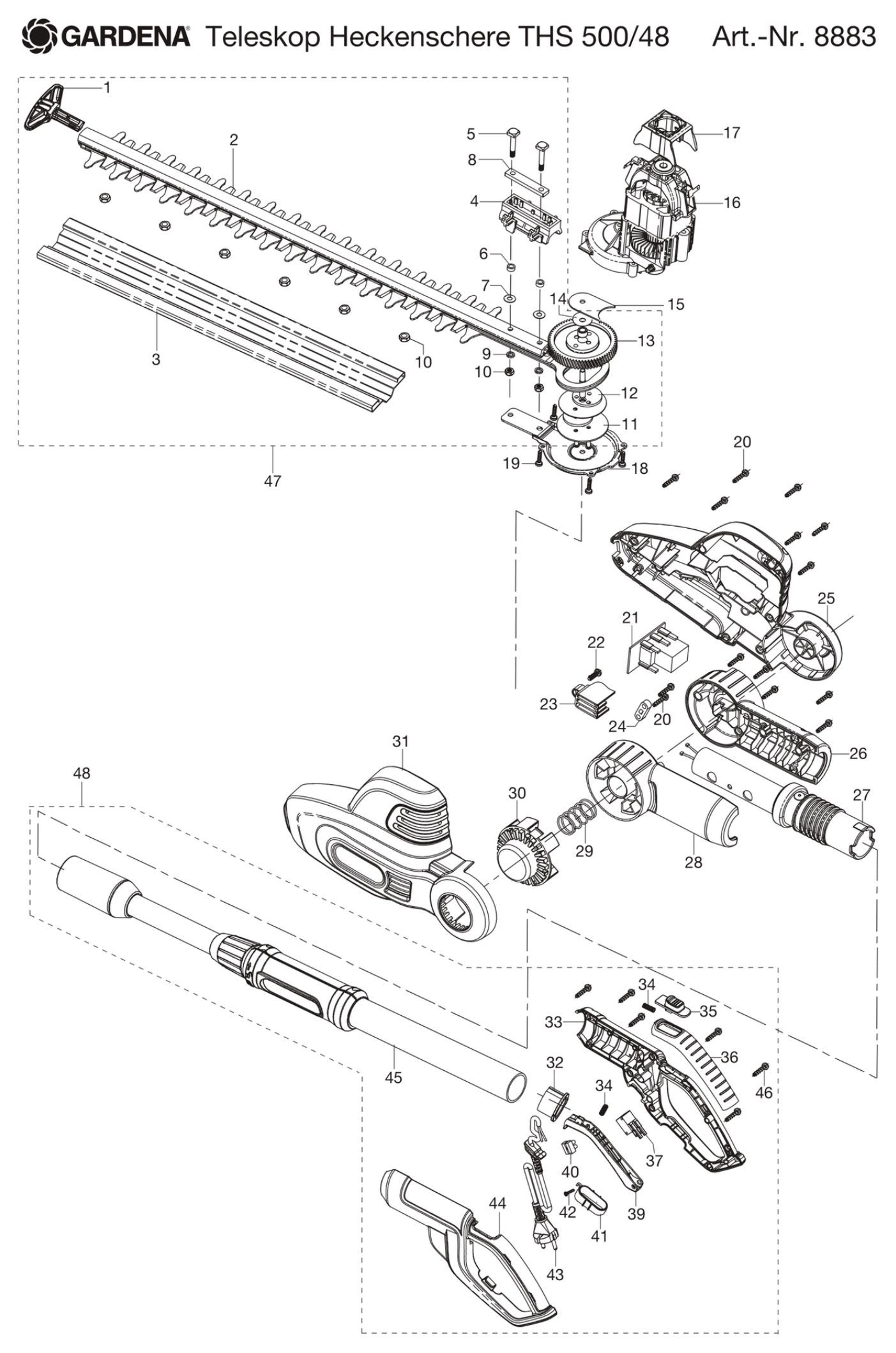 Schema piese de schimb Trimmer telescopic de gard viu THS 500/48 - 8883
