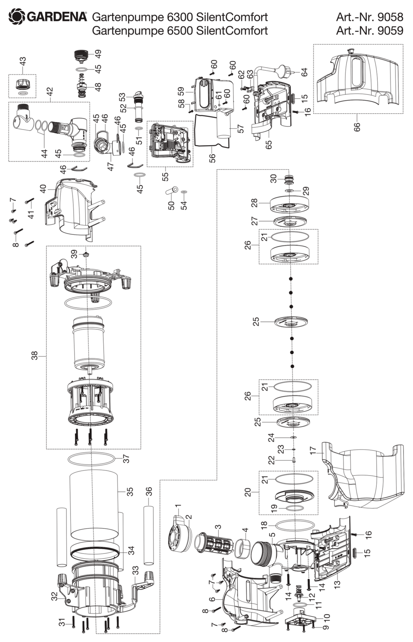 Schema piese de schimb POMPA DE GRADINA 6500 SILENTCOMFORT   9059