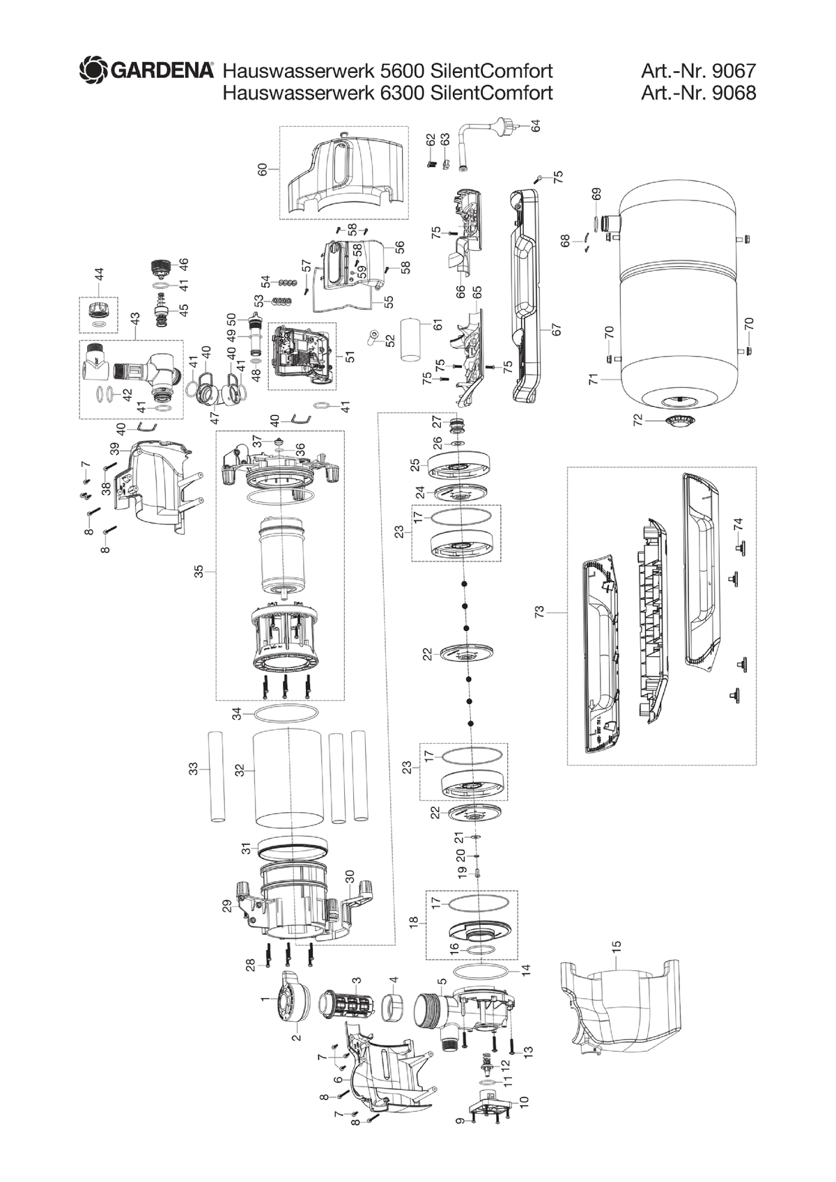 Schema piese de schimb 9067 Hidrofor cu rezervor 5600 SilentComfort