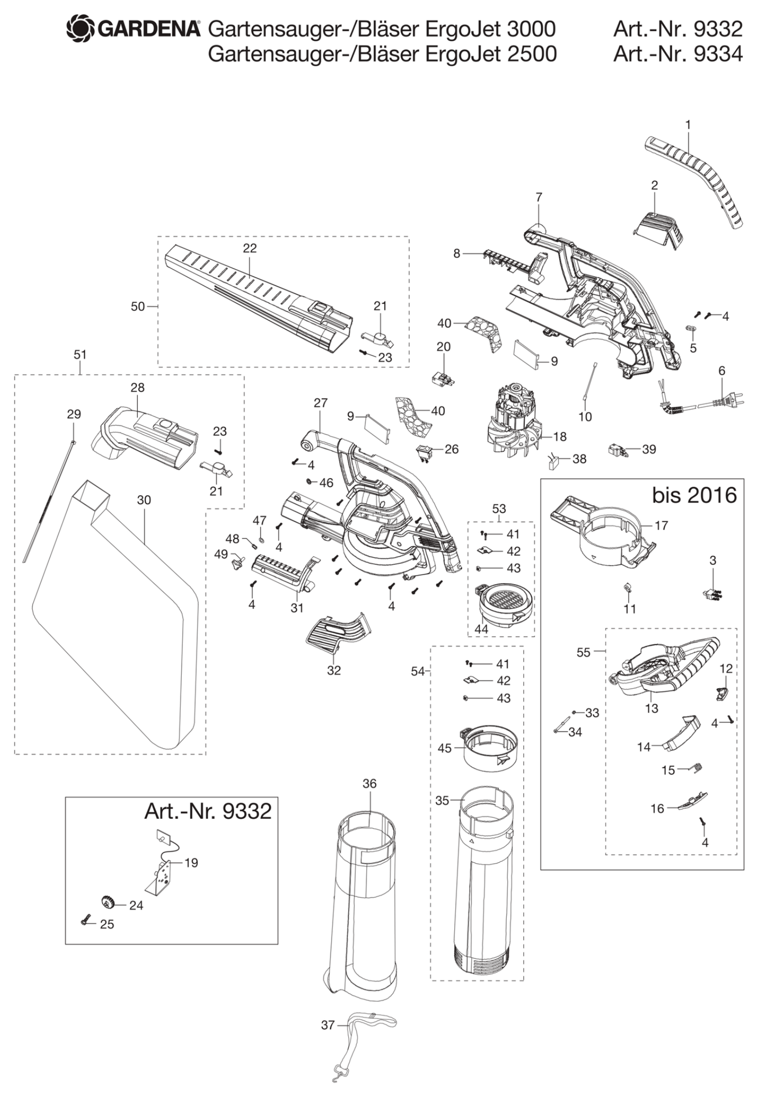 Schema piese de schimb Aspirator - Suflanta electrica ErgoJet 3000 9332