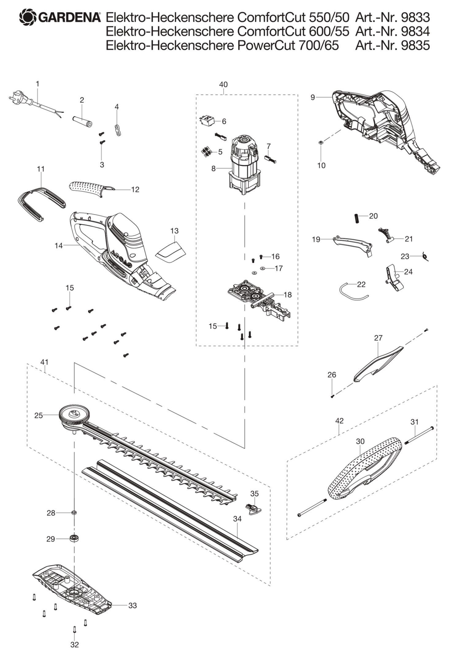 Schema piese de schimb TRIMMER  GARD VIU POWERCUT 700/65 9835